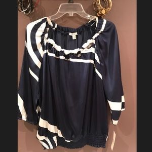 Navy Blue & White Blouse NWT